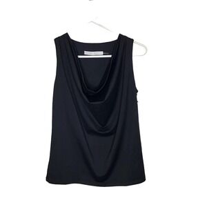 NWT Susana Monaco Womens Crowl‎ Drape Neck Top Shirt Size Small Black Sleeveless